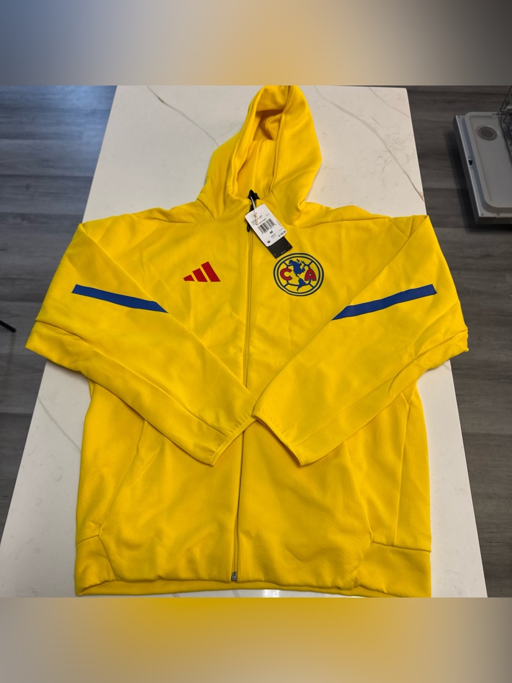 adidas Club Amรฉrica Soccer Full Zip Hooded Jacket Yellow Mens Size M Licensed